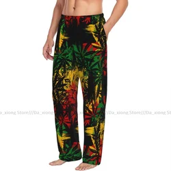 Men's Casual Pajama Sleeping Pants Lion Rasta Pattern Lounge Loose Trousers Comfortable Nightwear