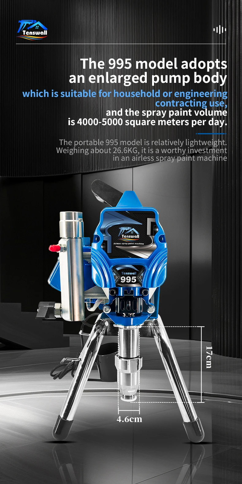 Outdoor Powerwall - High-pressure airless paint sprayer 995, power