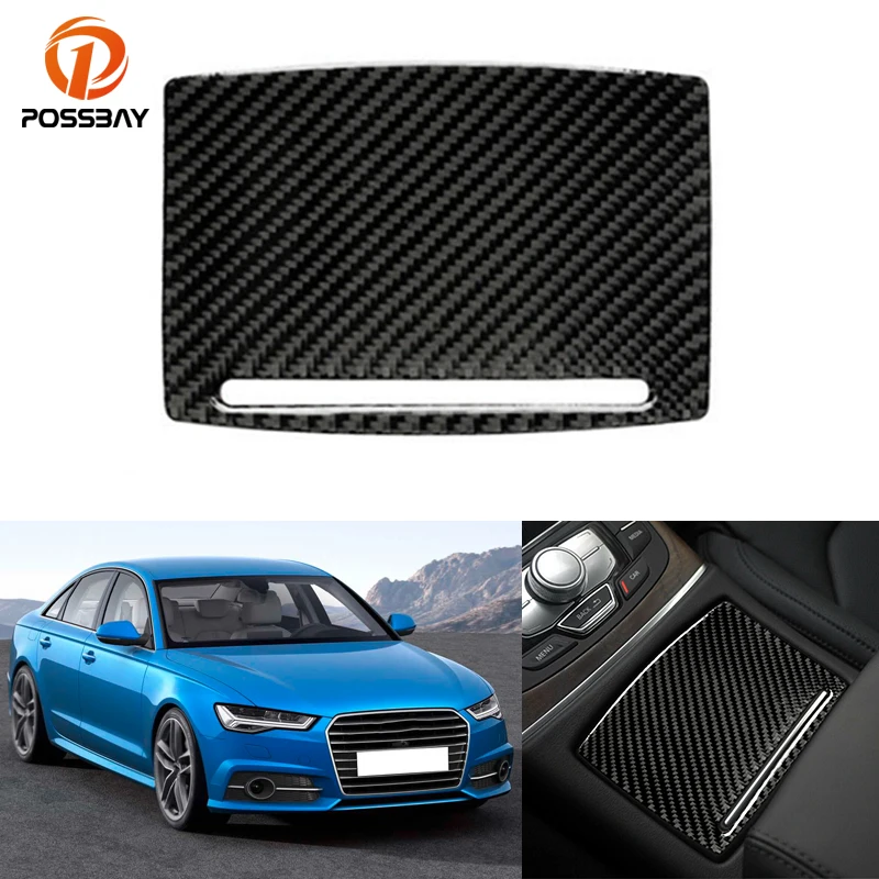 Car Interior Carbon Fiber Look Water Cup Holder Panel Cover Trim Accessories for Audi A6 A7 2012 2013 2014 2015 2016 2017 2018