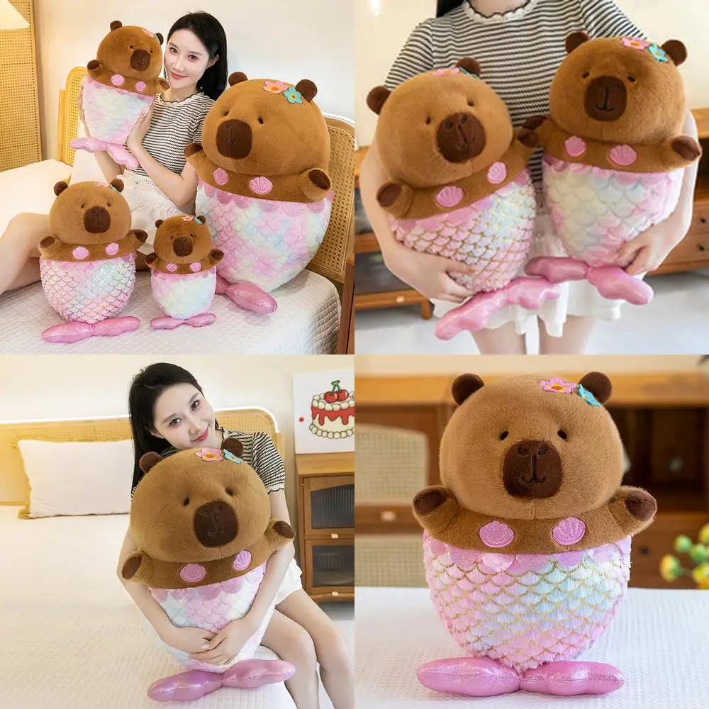 

80cm Kawaii Plush Toy Capybara Mermaid Cute Stuffed Doll Cartoon Capibara Plushie for Kids Birthday Gift Girl Pillow Soft Toy