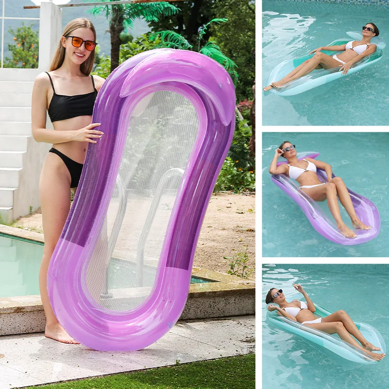

2025 New Gradient Color Inflatable Floating Lounger - Double-Sided Backrest with Net Foldable Water Float for Pool/Beach Parties