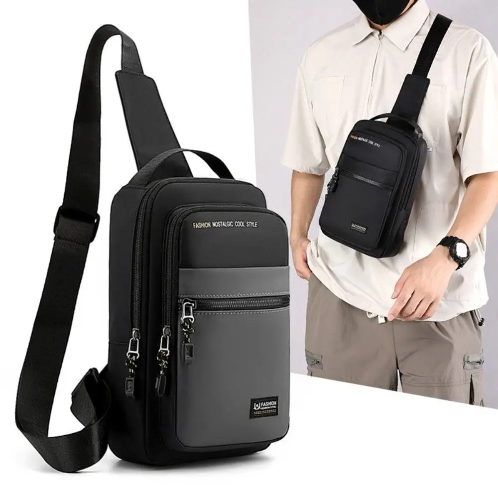 Oxford Cloth Men's Chest Bag Large Capacity Multifunctional Crossbody Bag Sling Bag Adjustable Shoulder Sports Shoulder Bag