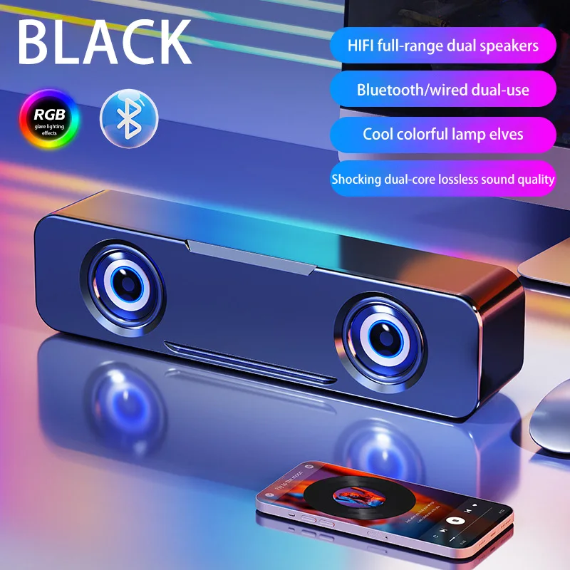 Altavoz ordenador de escritorio Bluetooth pequeño altavoz hogar portátil altavoz Mini subwoofer conexión con cable altavoz dos modos dos colores