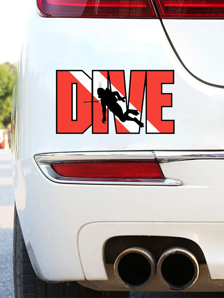 Personalized DIVE NAKED Car Sticker Vinyl Scuba Diving Flag Spear Fishing Decal Funny Car Styling Waterproof Car Accessories