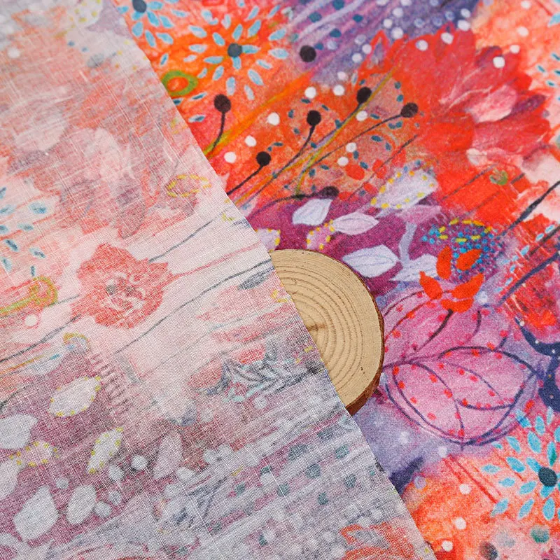 

1 ярд Рами, цифровая цветочная печать, ткань, юбка, платье, рубашка, сумка, ткань Cheongsam для пэчворка