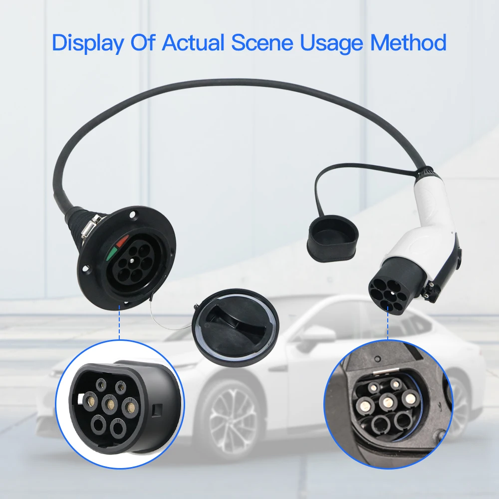 Spina EV tipo 2 da 3,6 kW a presa di tipo 2 220-250 V IEC 62169-2 Spina EV a adattatore per caricabatterie presa SAE J1772 con cavo di estensione 1/2/3 M