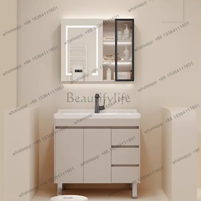 YJ Nordic Shelf Bathroom Cabinet Waterproof European Makeup Storage Bathroom Vanity Mirror Luxury Meuble Salle De Bain Furniture