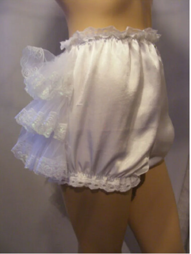 Hot Selling Adult Baby Sissy Satin White Folded Back Diaper Cloak Underwear Clothing Customization