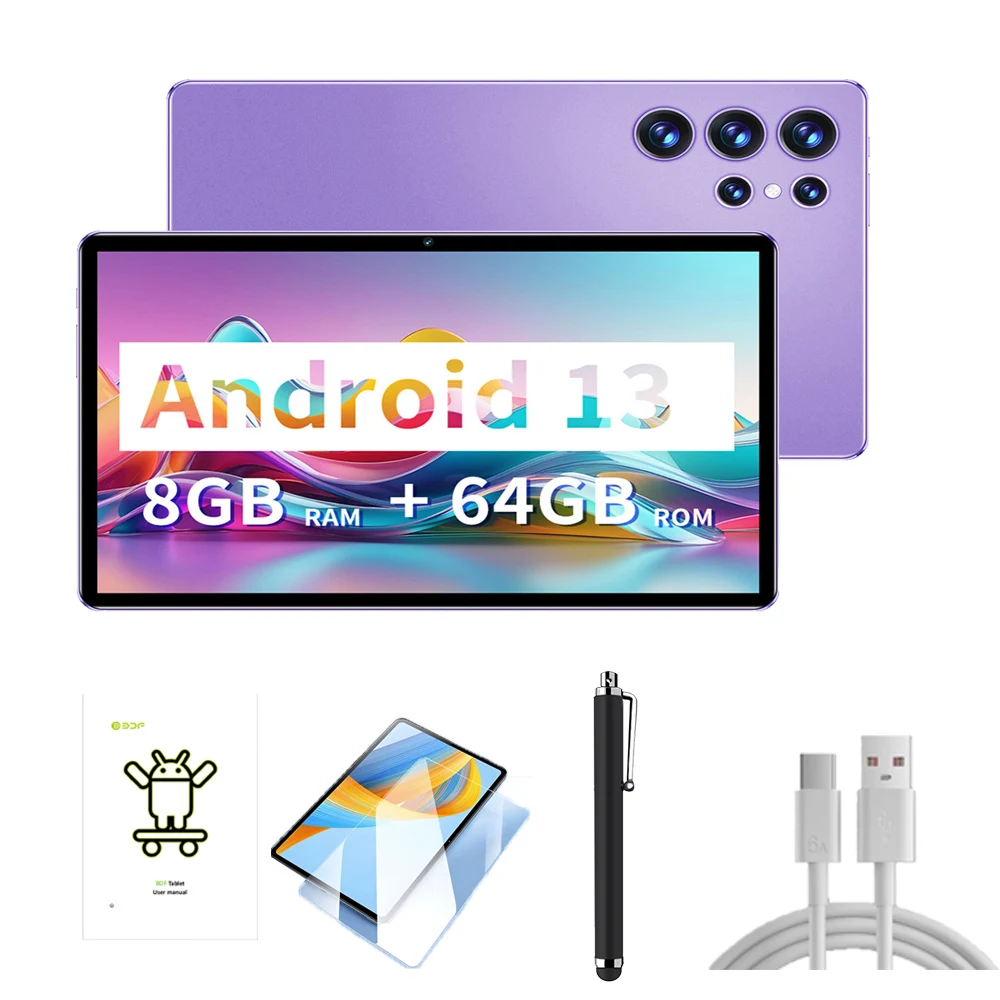 10.1-inch Android 13 Tablet, 8GB+64GB, Supports 1TB Expansion, Octa-core Processor, 1280x800 LCD Touch screen, WiFi 5, 6000mah