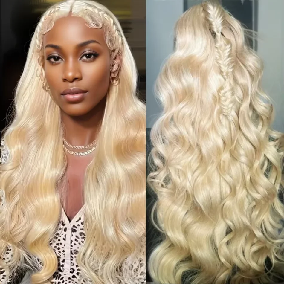 613 Colored Pre Plucked 34 36 Inch Human Hair 200 Density Blonde 13x4 13x6 Body Wave HD Transparent Lace Frontal Wigs For Women