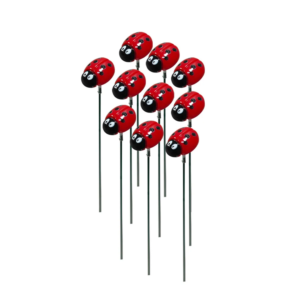 10PCS Ladybug Garden Decor Ladybug Garden Stakes Decor Ladybug Lawn Ornaments Decorative Outdoor Ornaments Ladybug Sign