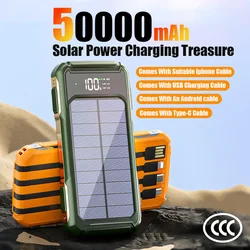 50000mAh Large Capacity Portable Solar Backup Power Supply For Outdoor Camping USB-A USB-C Fast Charging With Infrared Function