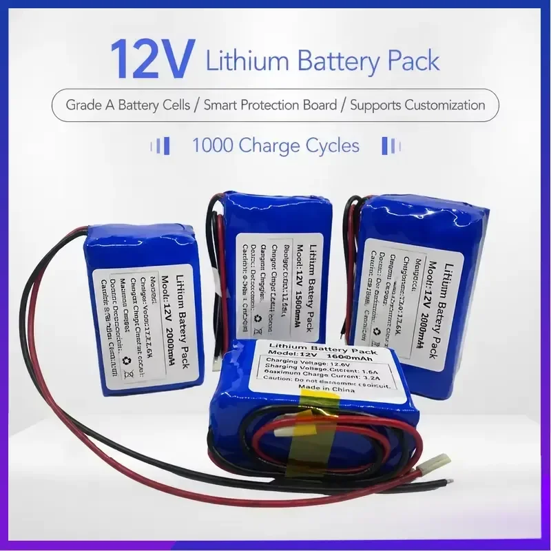 For Lede 12V Lithium Battery 3S Polymer Li-ion 1000mAh Built-in Rechargeable Battery Pack