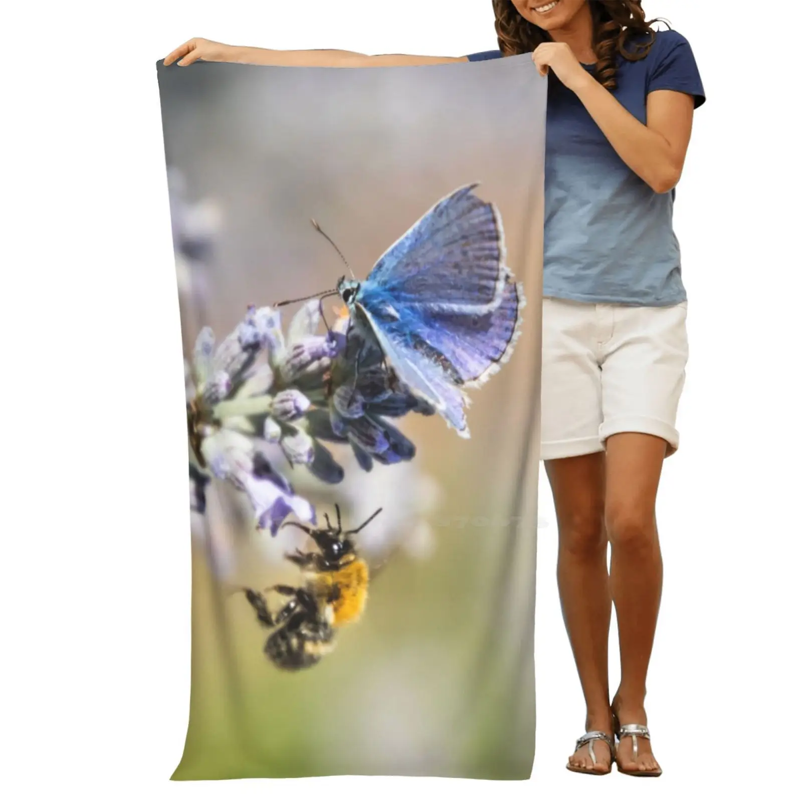 Butterfly And On Lavender Personalized Soft Towel Home Outdoor Butterfly Lavender Foo Ideas Christmas Birthday Nature Lovers