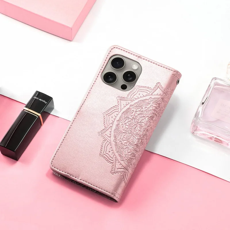 حافظة هاتف محفظة بنمط رائع متوافقة مع 15PM14PM 3 5 فتحات للبطاقات مقاومة للصدمات ومضادة للخدش وإغلاق مغناطيسي يوميًا