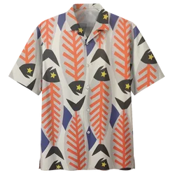 Cartoon Fish Jellyfish Pattern Aloha Shirt For Men 3D Printed Sea Animal Short Sleeve Blouse Oversized Lapel Hawaiian Shirts