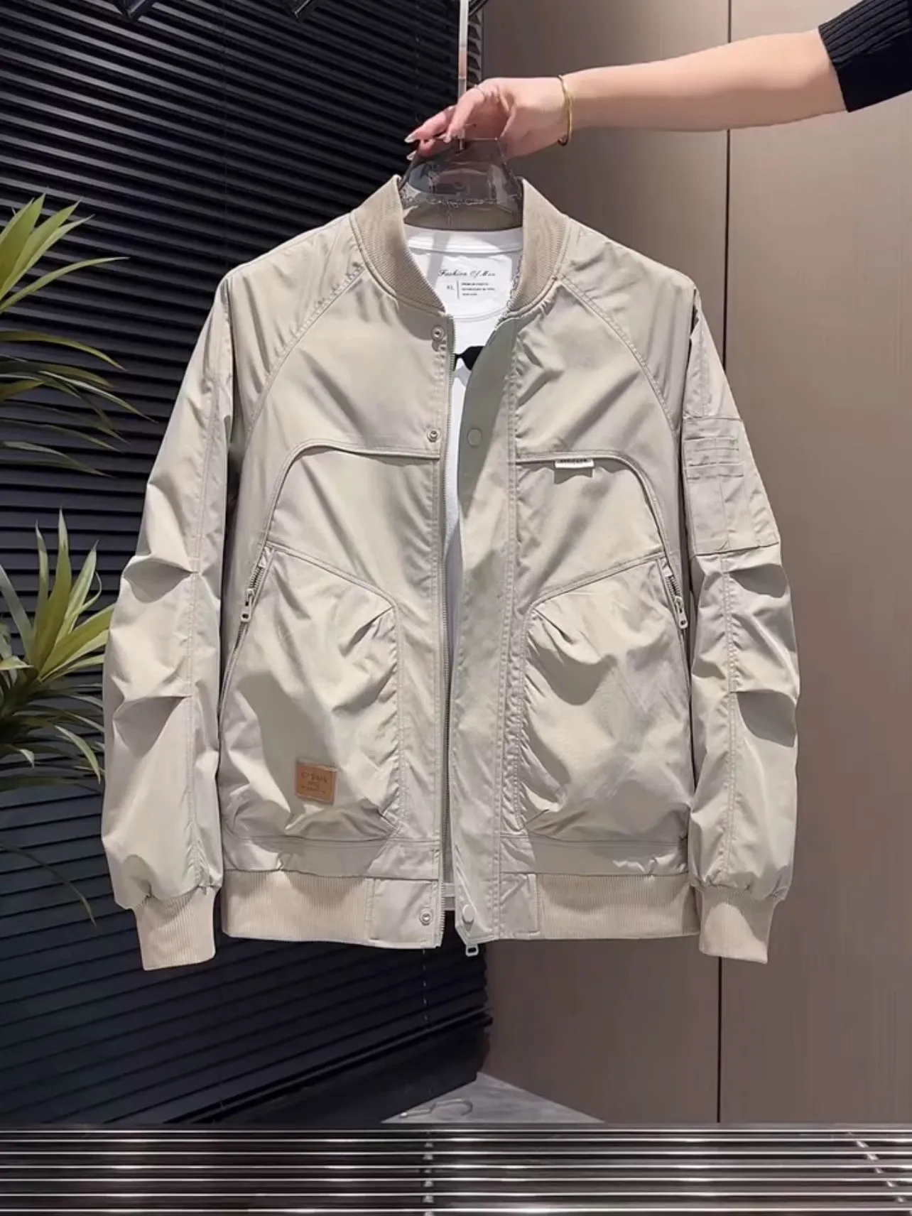 

Slim Fit American Sle Бейсбольный воротник Jaet Мужская весенняя новая модная рабочая одежда Пальто пилота Молодежное пальто на молнии Long Sve