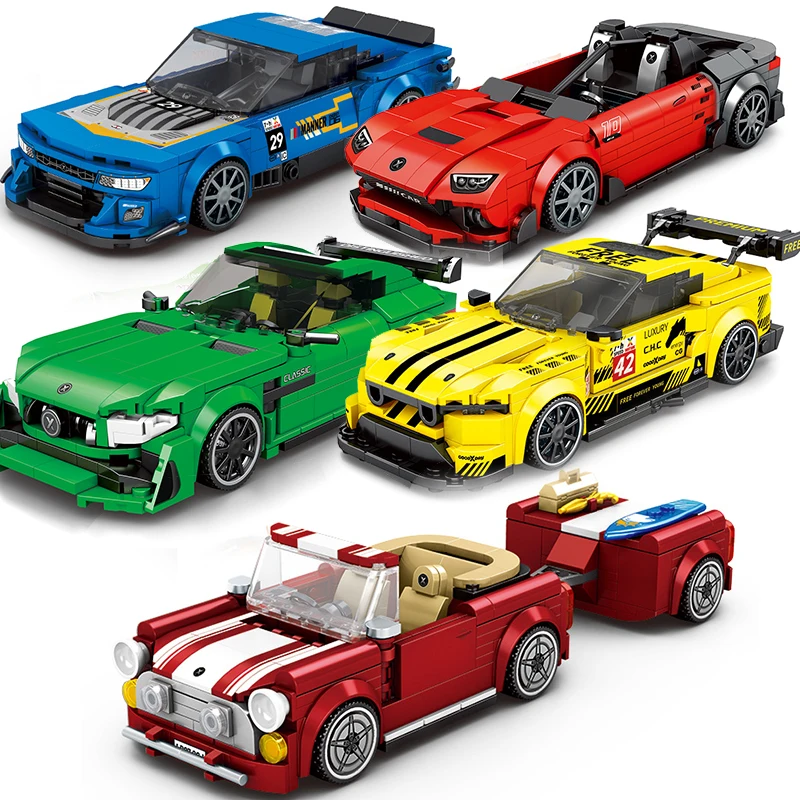 Speed Champion Technical Car Building Blocks City Vehicle Garage Car Carro Rennau Voiture Vehicle MOC Racing Creative Toys