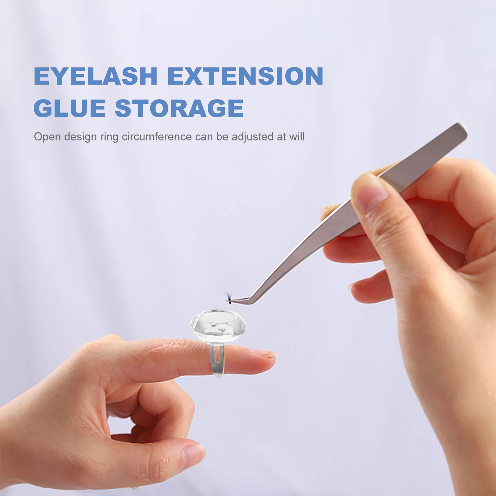 

1pc Crystal Ring Pigment Holder Eyelash Extension Supplies Adjustable Stainless Steel Trays Supplies For Beauty Salon