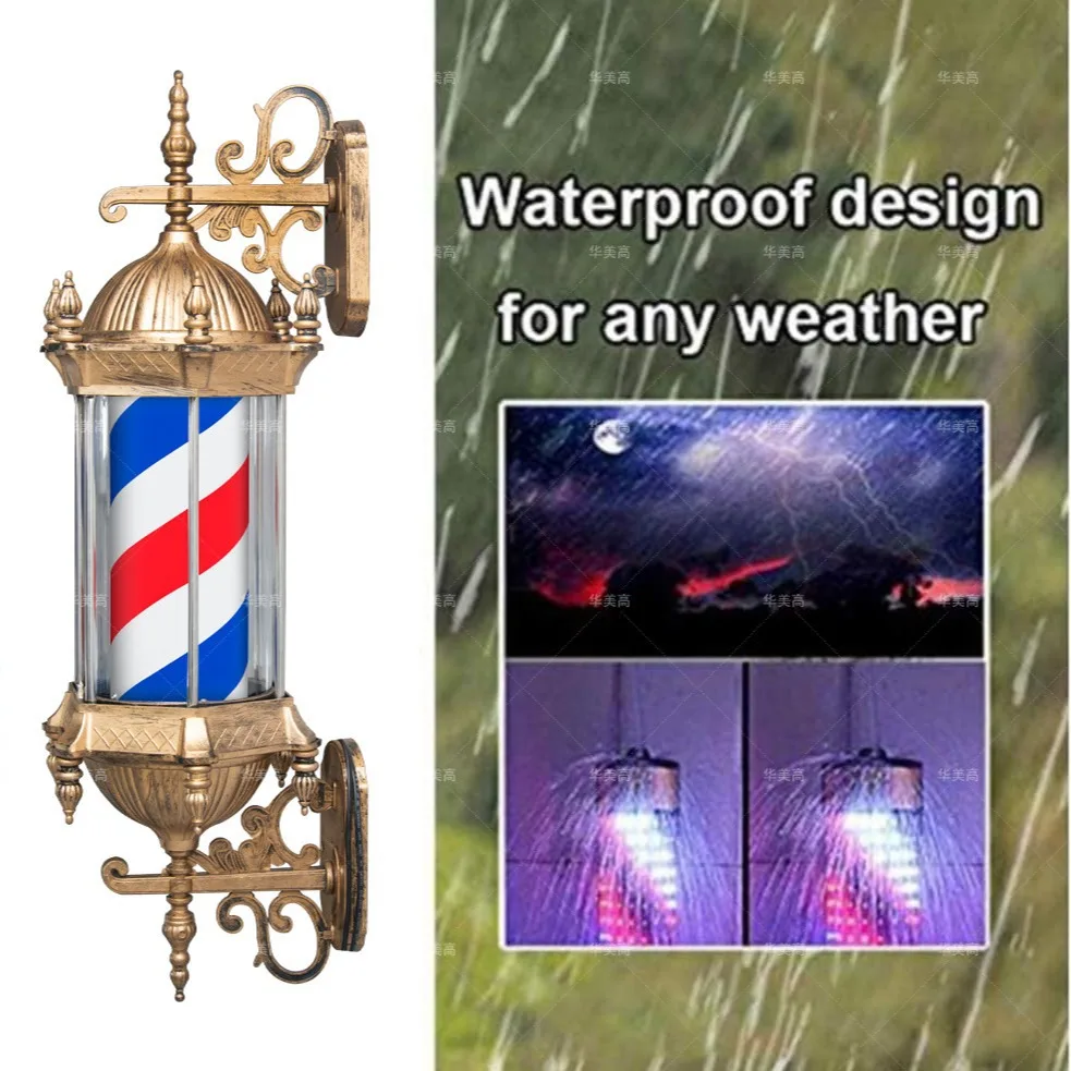 box barber shop turn light,wall-mounted hairdressing turn led hair salon wall-mounted outdoor waterproof sign palace lamp