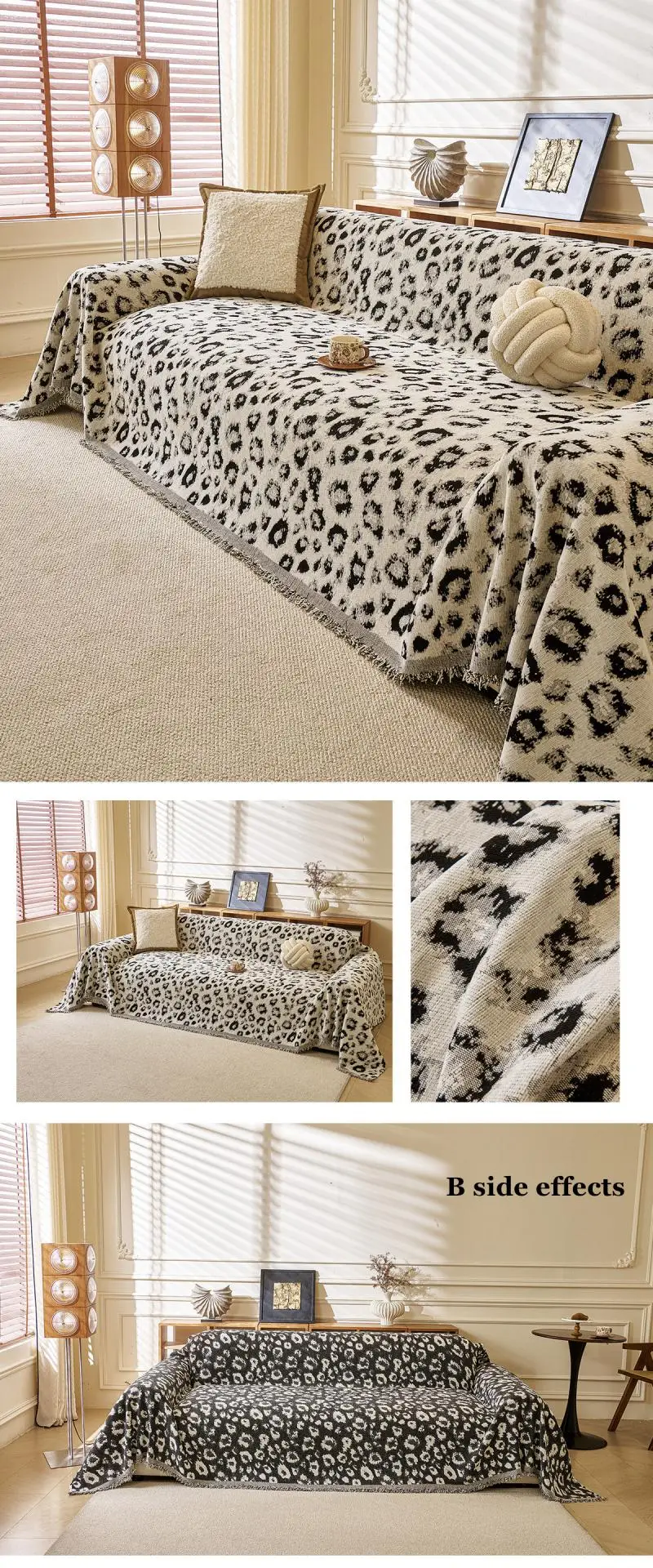 Einfache Leopardenmuster Chenille Einteilige Sofadecke Universelle Sofaüberwürfe Stoffhandtuch Multifunktionale Decken – Detail 11