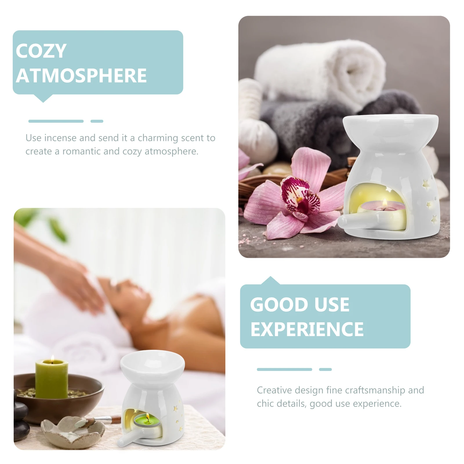 

1Set Exquisite Incense Holder Heat Resistant Wax Melting Pot Romantic Atmosphere Gift Idea Incense Burner Aroma Furnace