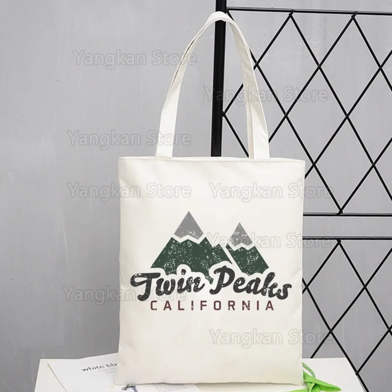 Twin Peaks Women Canvas Picnic bag Letters Print Female Cloth Picnic bag Eco Picnic bag Tote Reusable Grocery Shopper