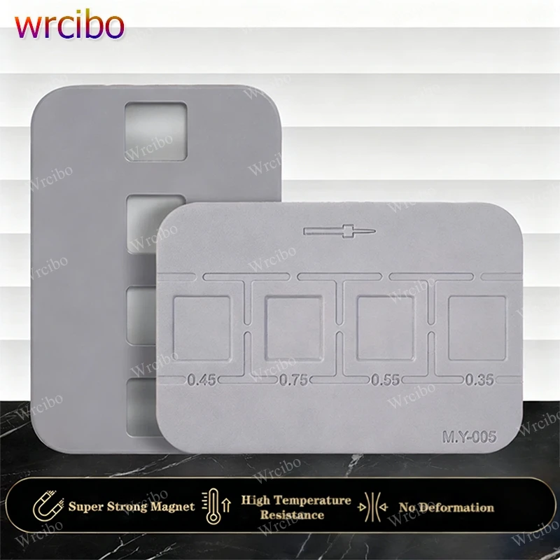 

YCS M.Y-005 High-Temperature Resistant Magnetic Silicone Pad – 4-Size Chip Tin Planting For IC Chip BGA and CPU Reballing Work