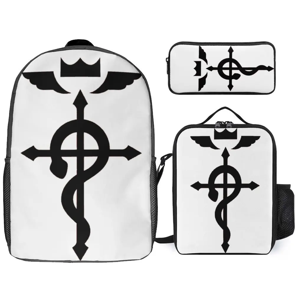 Fullmetal Alchemist Anime Edward Elric 6 Homonculus 9 3 in 1 Set 17 Inch Backpack Lunch Bag Pen Bag  Lasting Pencil Case Cosy Tr