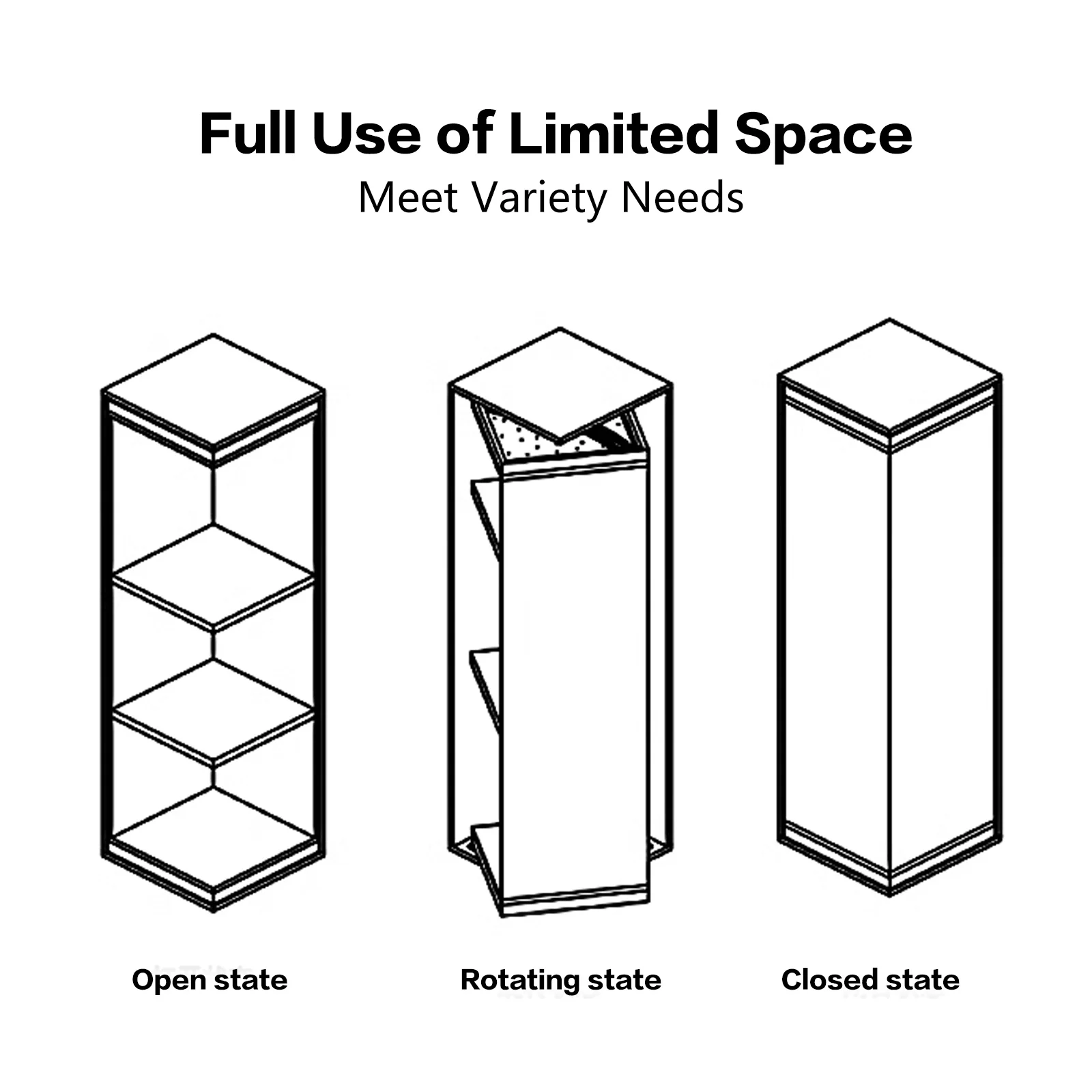خزانة عرض دوارة 180 درجة مع أجهزة محورية مزدوجة ومقصورات تخزين مخفية لحل تنظيم المنزل الحديث #6