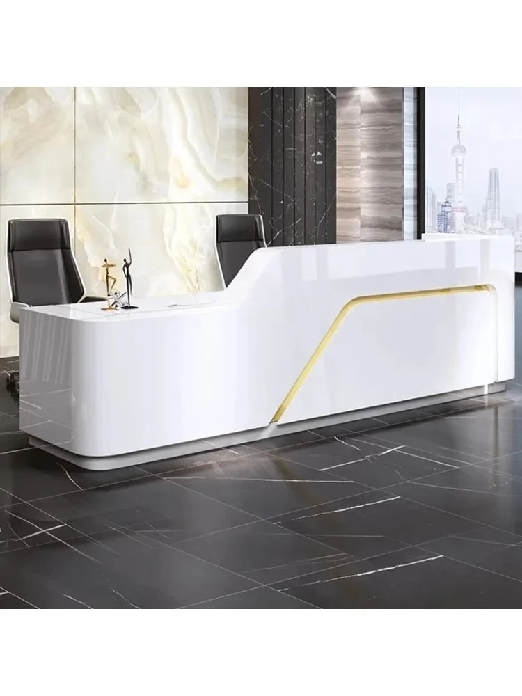 Reception Desk Company Paint Office Reception Table Reception Simple Milk Tea Shop Bar Counter Cashier Counter Customization
