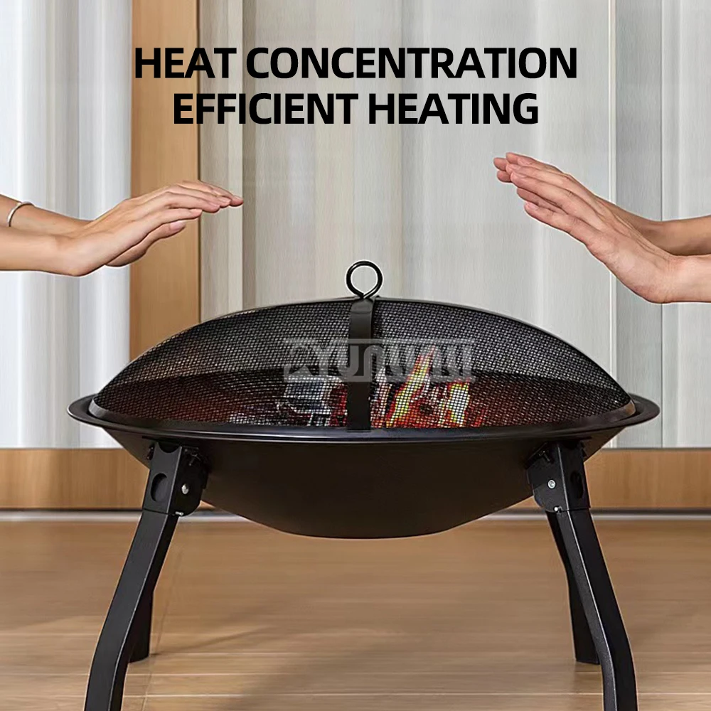 

55cm Folding Portable Barbecue Charcoal Grill Outdoor Round Brazier Tea Heating Stove BBQ Desk Tabletop Carbon Bonfire