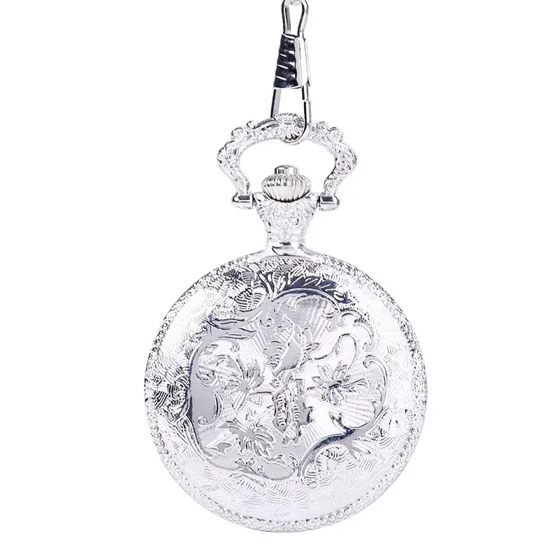 تنقش تشغيل البخار قطار ساعة الجيب سلسلة فضي وذهبي فستان معدني عادية الرجال النساء فوب ساعة الموضة العتيقة #4