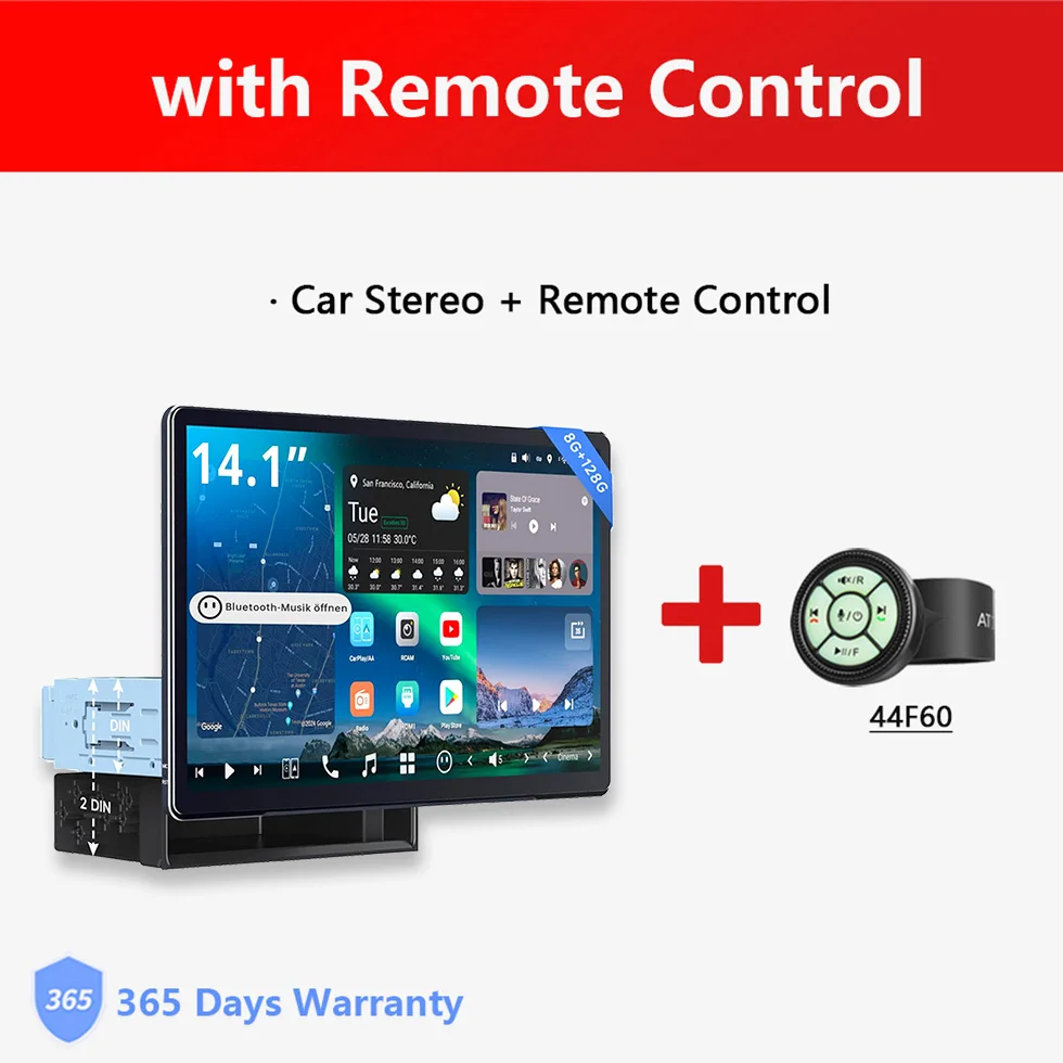 14,1 inch Groot Intrekbaar Scherm Android Radio 1/2 Din Flexview Display Autostereo LiveView Camera Parkeerhulp GPS Navigatie Bluetooth Head Units X10 Atotozone