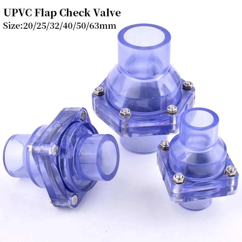 ID 25／32／40mm Hi-Quality Transparent UPVC Flap Check Valve Sewer Deodorization Non-Return Valve Industrial Water Pipe Connectors