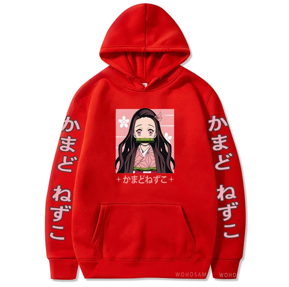 Hot Anime Demon Slayer Hooded Kamado Nezuko Cute Print Hoodie Men Women Clothes Manga Sweatshirt Harajuku Long Sleeve Pullover