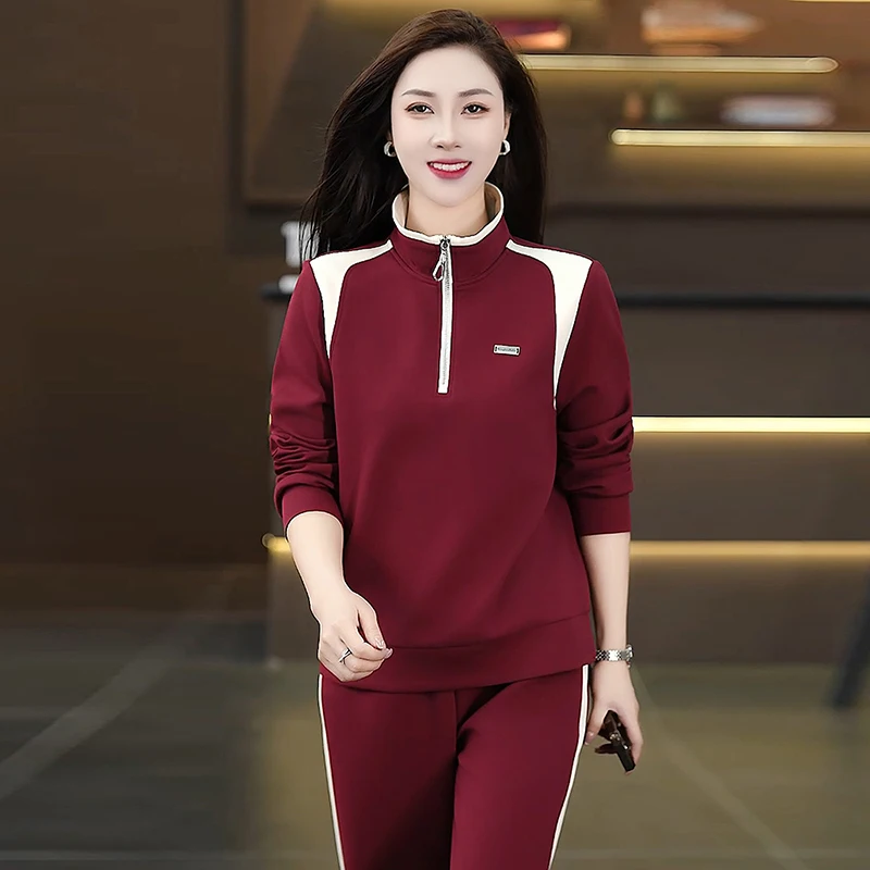 Rn 2025 Spring Autumn Long Sve  Ne Fitn Running Suit Women's Sport Faion Casual Set Two Pieces Long Pants