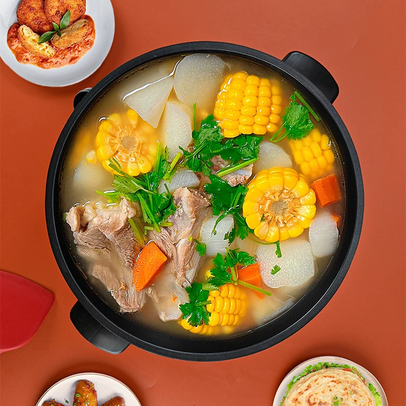 2.4L/4L 赤マルチクッカー単層電気ポット 1-2 人家庭用ノンスティックパン鍋炊飯器調理家電