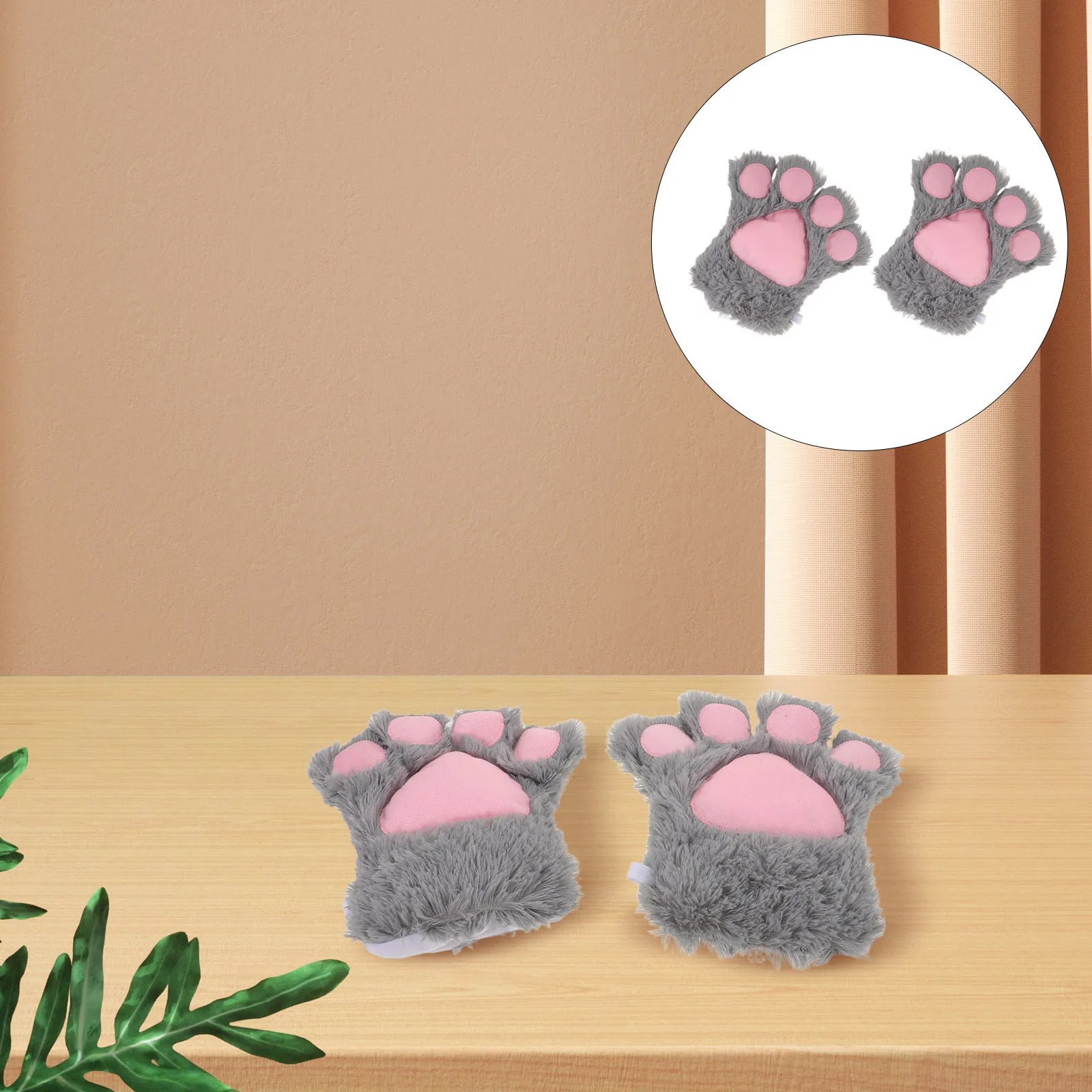 

2Pcs Animal Paw Cat Gloves for Women Soft Warm Mittens Halloween Cosplay Costume Gloves Cat Paw Cosplay Accessories