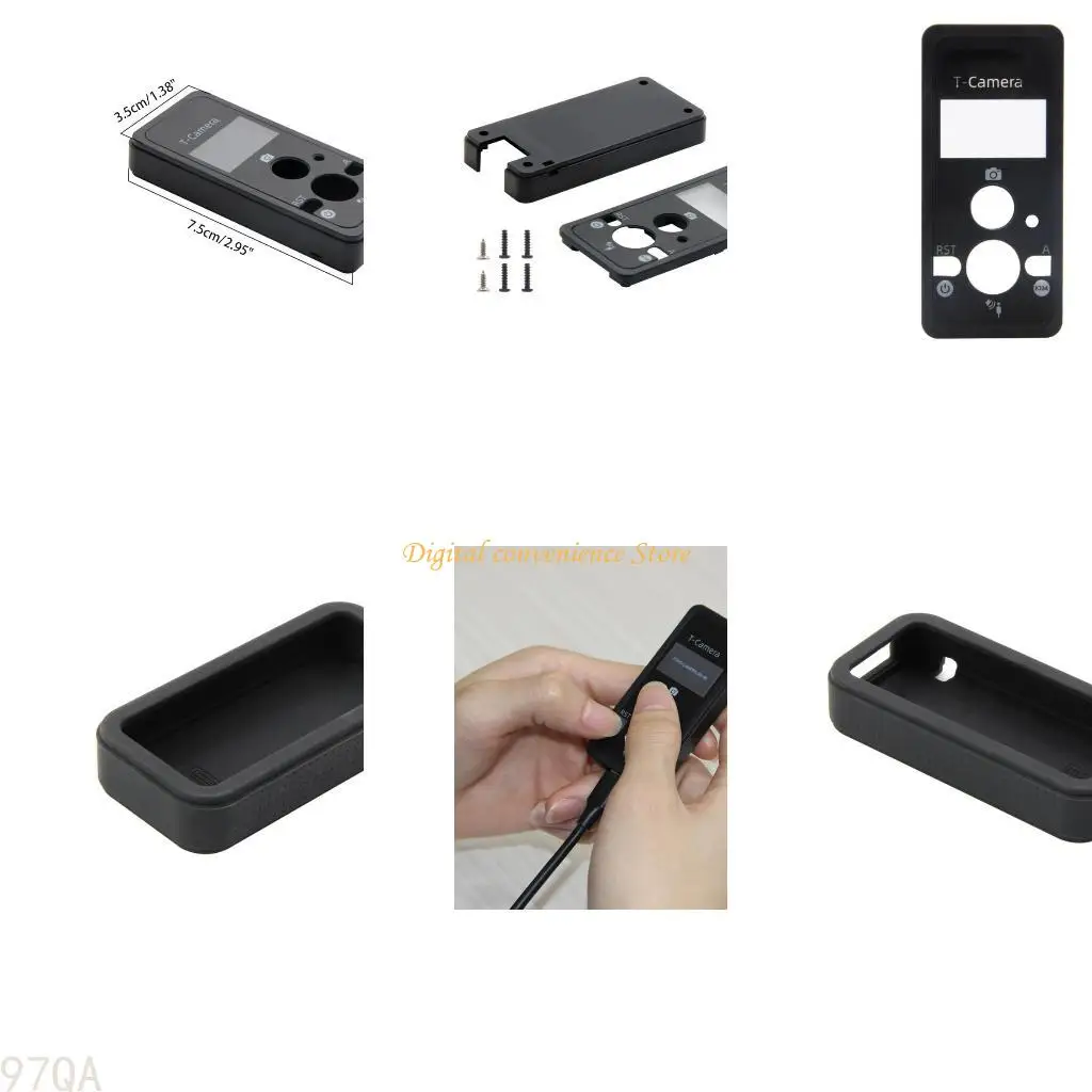 97QA Lilygo® T-Camera Black PVC 케이스 소프트 고무 슬리브