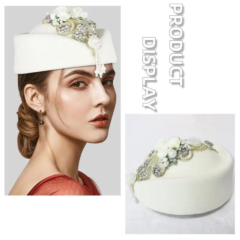 

R1WE Beaded Flower Beret Hat for 1920s Cocktail Party Flapper Fascinator Church Caps Theme Party Costume Headwear All Matching