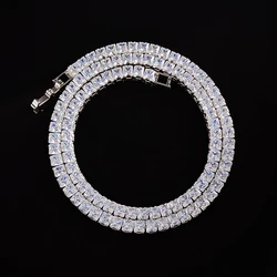 Trendy Square 4mm CZ 40cm Chain Hip Hop Silver Color on The Neck Tennis Necklaces for Women Anniversary Gift Jewelry X7330