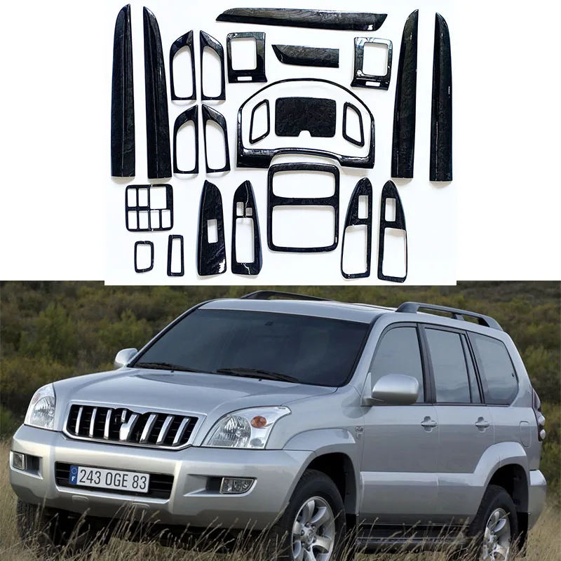 

Для Toyota Land Cruiser 120 Prado FJ120 2003-2009, черная деревянная отделка приборной панели, аксессуары для стайлинга автомобиля, наклейка