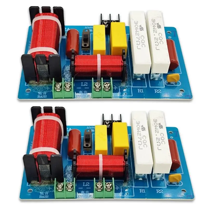 A003 2Pcs PA-2A 2 Ways Speaker Crossover Treble + 450W Pure Subwoofer Frequency Divider Filters DIY for Home