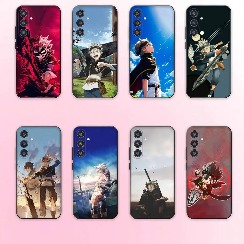 

B-Black A-Asta Clover Phone Case For Samsung Galaxy A73,A72,A71,A70,A53,A52,A51,Others Soft Black Cover