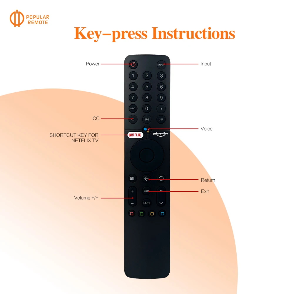 Replacement Voice Remote Control Suitable for Xiaomi Smart TV 32 Inch L32M6-6AEU L43M6-6AEU L50M6-6AEU Voice Remote XMRM-19