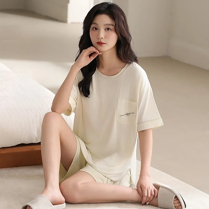 

2025 New Pajama Sets Women's Summer Modal Short-sleeved Thin Home Clothes for Women Nightwear Romantic Pajamas Girls Cheap Set