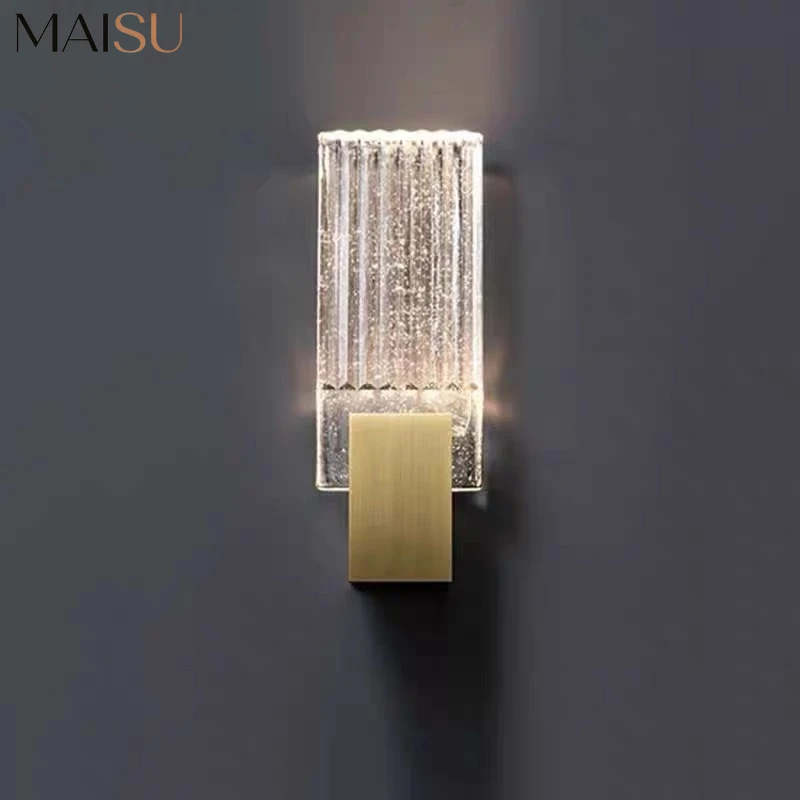 MAISU Crystal Wall Lamp Modern Simple Gold Sconce Light for Living Room Bedroom Bedside TV Background Decoration LED Wall Light