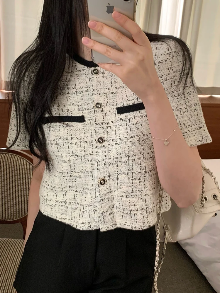 

Женское пальто Design Sense Thiened Tweed Верхняя одежда ort Sve round Ne Top Summer Faion Commute Sle Loose Fit