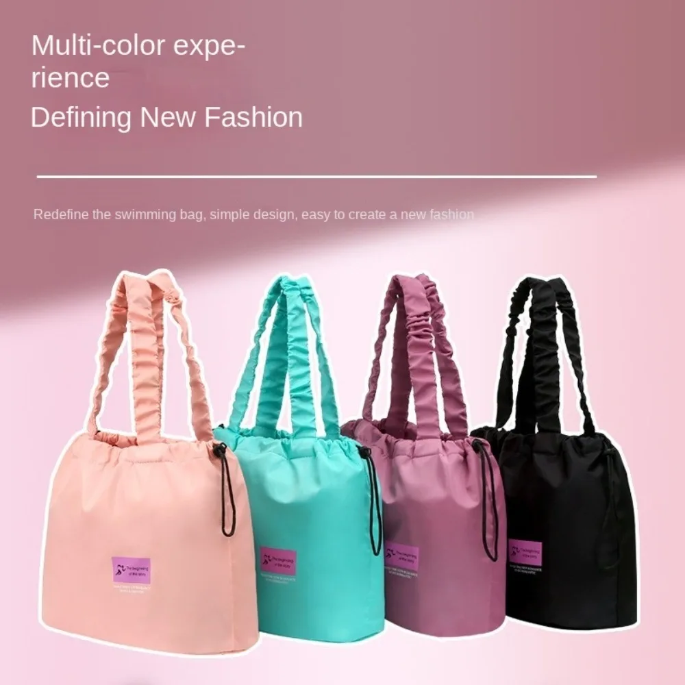 

Dry Wet Separation Swimming Shoulder Bag Large Capacity with Handle Fitness Hand Pouch Waterproof Drawstring Design Wash Bag